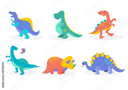 Dinosaurs collection  cute illustrations of prehistoric animals