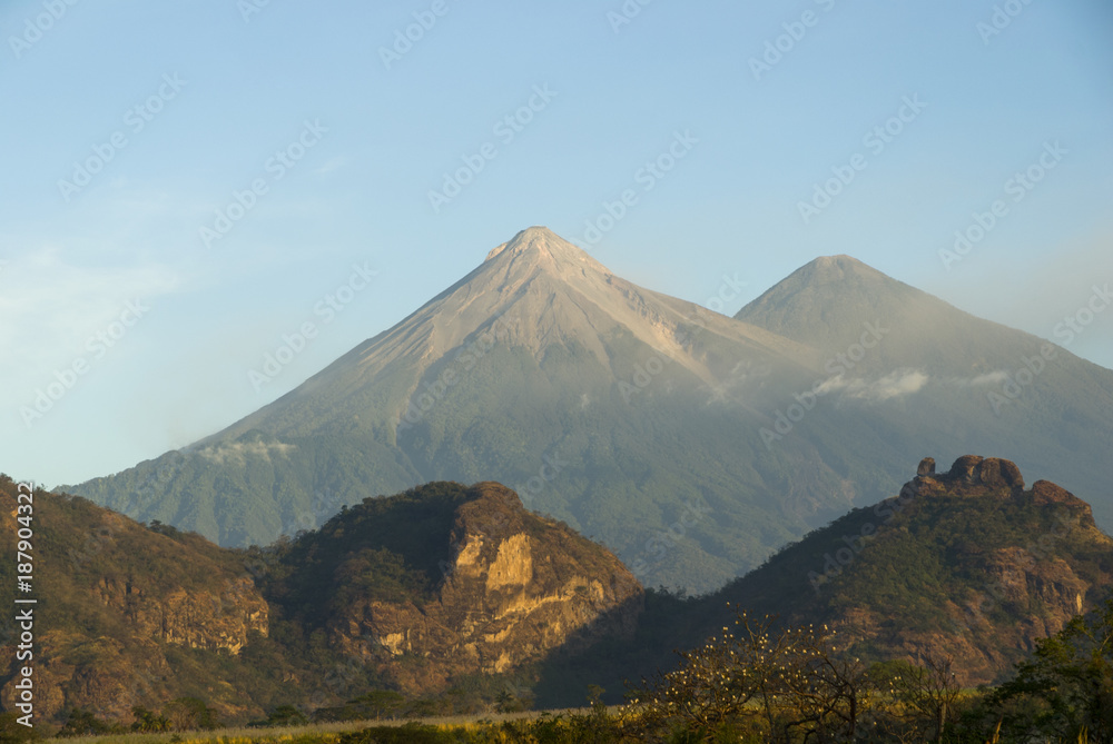 Powerful explosion of volcano called Fuego, Elevation: 3.763 m in Guatemala, Central America.