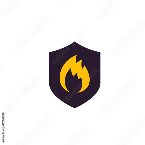 Fire protection icon with shield