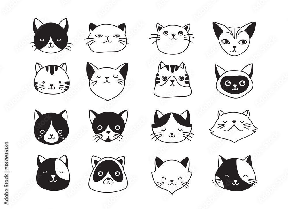Cats, collection of vector icons, hand drawn illustrations Cats, collection of vector icons, hand drawn illustrations