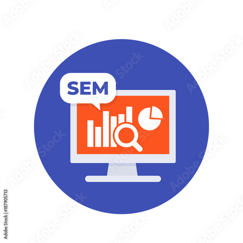 SEM, search engine marketing vector illustration