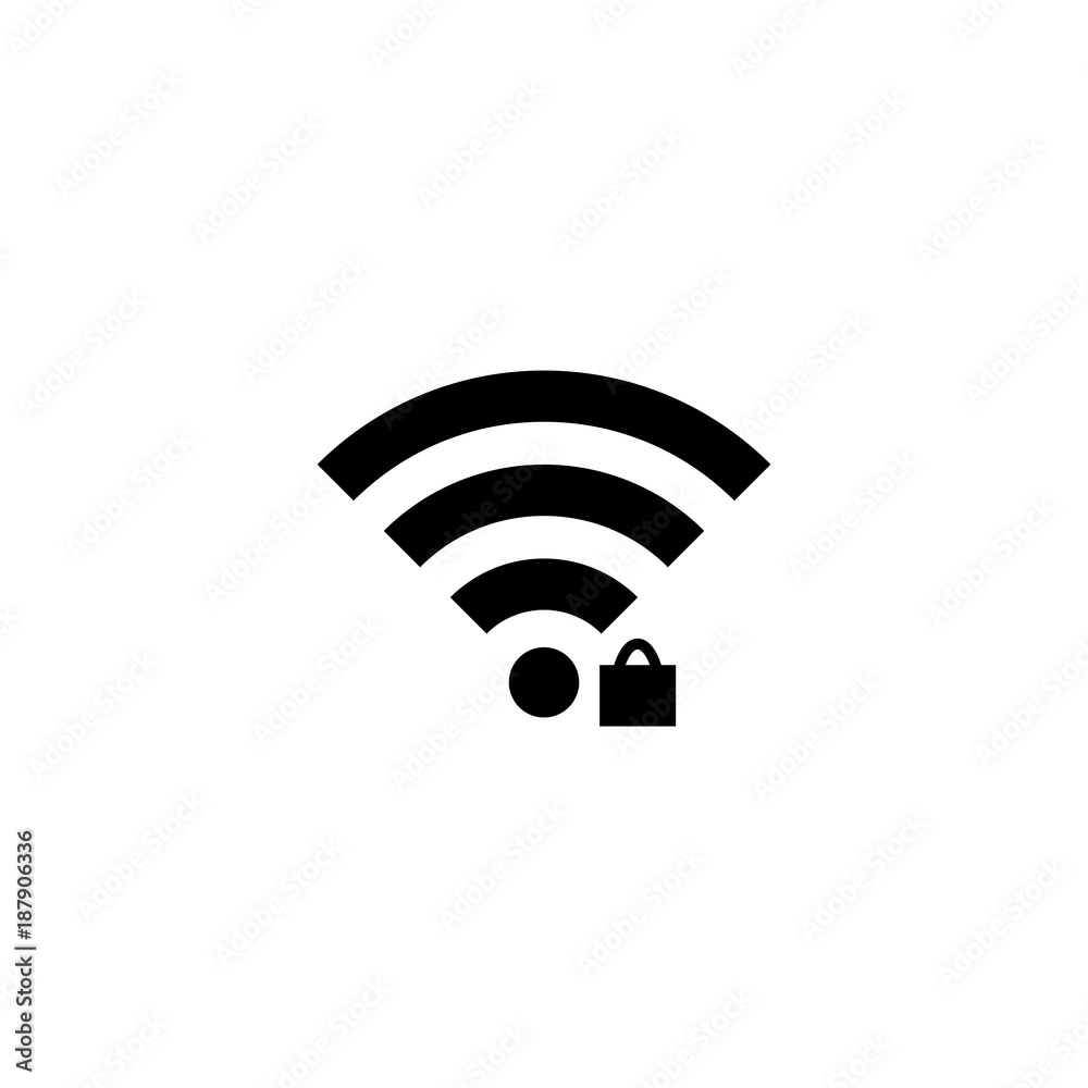 WiFi icon, black on white background, vector. Security wifi icon. WiFi icon, black on white background, vector. Security wifi icon.