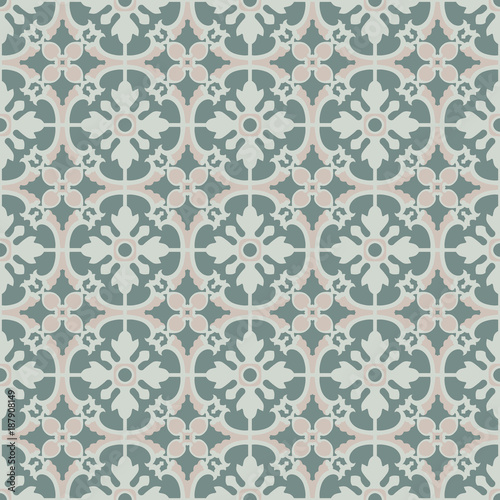 Portuguese tiles pattern. Vintage background. Vector seamless texture