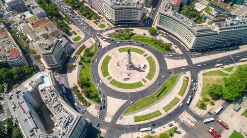Lisbon Portugal aerial timelapse dronelapse Pombal square summer drone