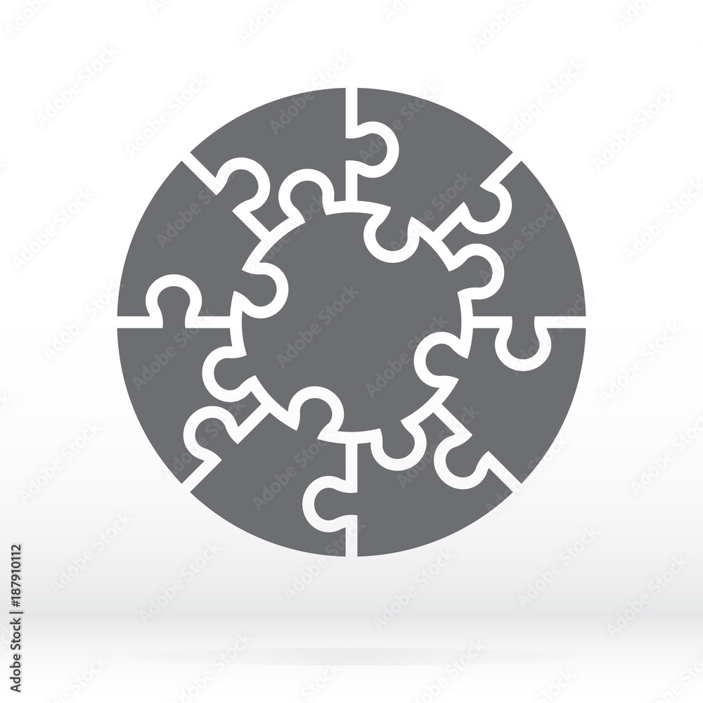 Simple icon circle puzzle in gray. Simple icon circle puzzle of the nine elements. Flat design. Vector illustration EPS10. Simple icon circle puzzle in gray. Simple icon circle puzzle of the nine elements. Flat design. Vector illustration EPS10.