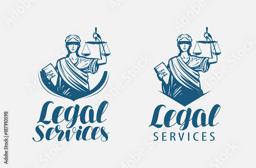 Legal services logo. Notary, justice, lawyer icon or symbol. Vector illustration