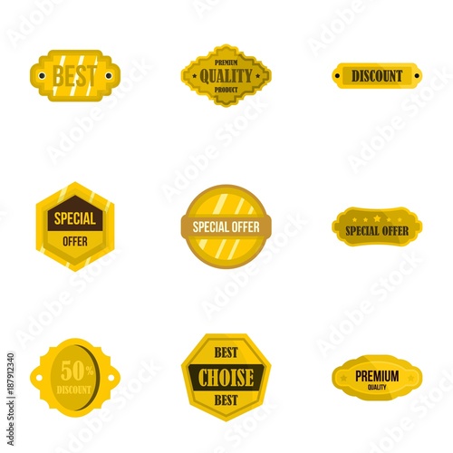 Premium quality retro label icons set, flat style