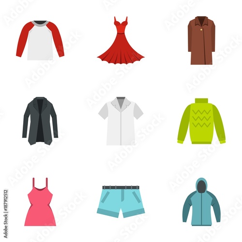 Fashion collection of woman wardrobe icons set