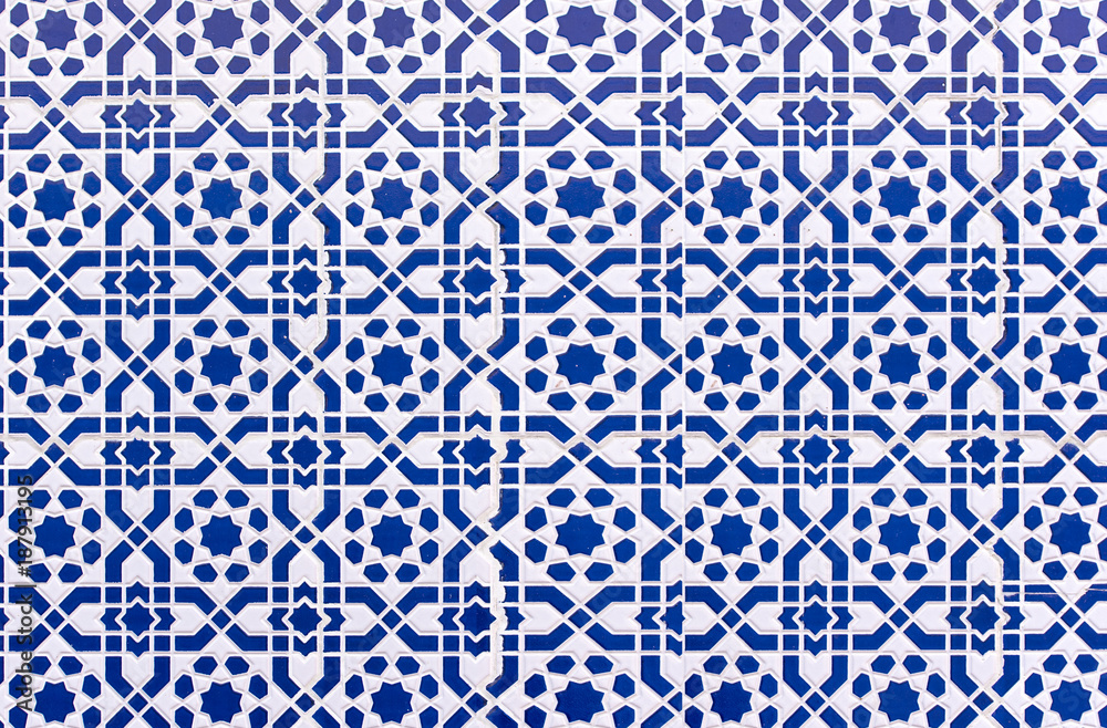 Moroccan tiles with traditional arabic patterns, ceramic tiles patterns