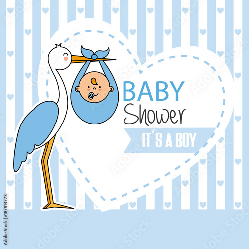  baby shower. Stork with baby boy