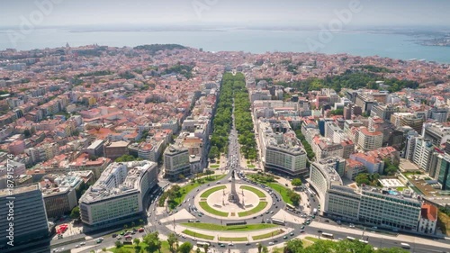 Lisbon Portugal aerial timelapse dronelapse city centre summer drone from above