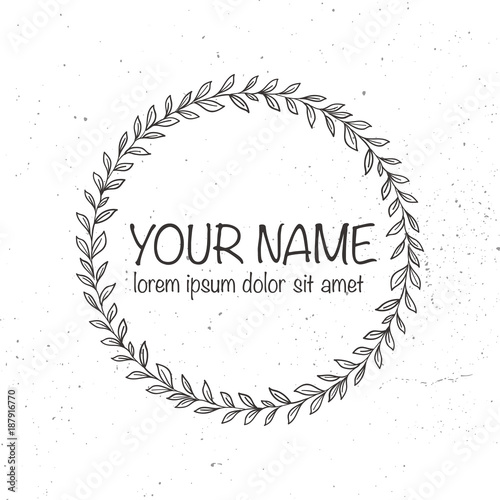Vector hand drawn wreath logo template