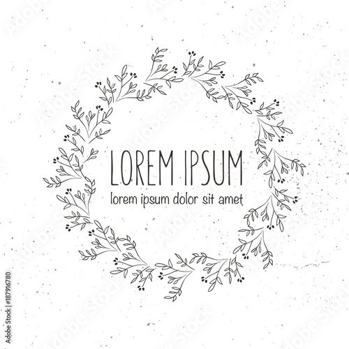 Vector hand drawn wreath logo template