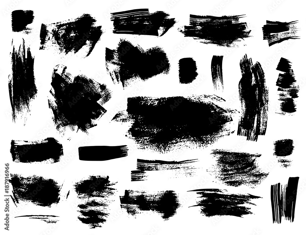 Set of black brushstrokes on white