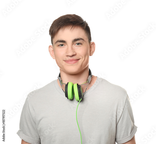 Trendy teenage boy with hea...