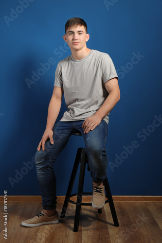 Portrait of trendy teenage ...