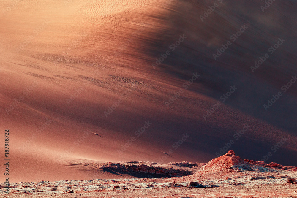 Texture of a huge dune in the Valley of the Moon, in the desert of San Pedro de Atacama, Chile