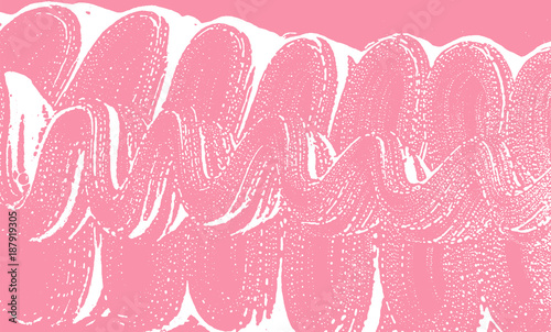 Natural soap texture. Admirable bright pink foam trace background. Artistic tempting soap suds. Cleanliness, cleanness, purity concept. Vector illustration.