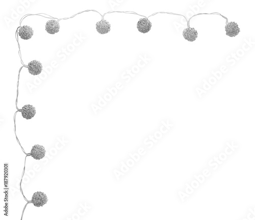 Christmas lights on white background