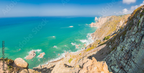 Portugese cliffs, Cabo da roca near Lisbon, view to the ocean