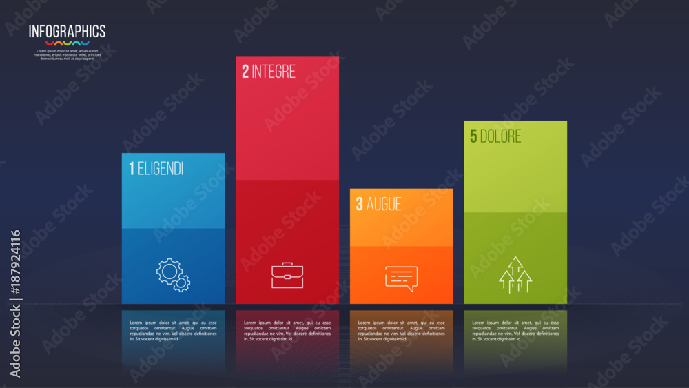 Obraz premium Easy editable vector 4 options infographic design, bar chart, presentation template.