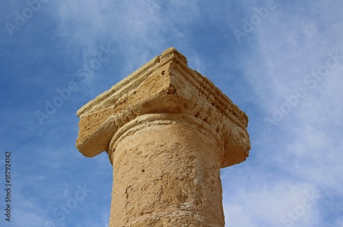 Roman ancient column on blue sky