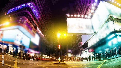 Time Lapse.The Evening Streets of Hong Kong. 