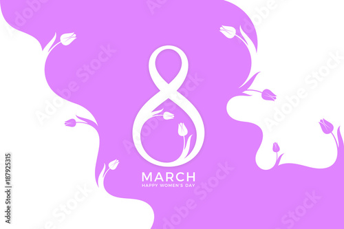 8 March. International Women's Day. Greeting card with flowers 