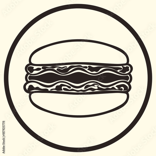 Sign of macaroon vector image isolated. Macaron icon minimal line style. Macaroon template, symbol, emblem for print, flat style. Outline stamp. Logo for cafe, confectionery, food apps and websites. 