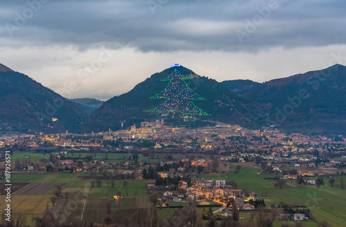 Gubbio (Italy) - One of the most beautiful medieval towns in Europe, in the heart of the Umbria Region, central Italy. Here the biggest Christmas tree in the world.