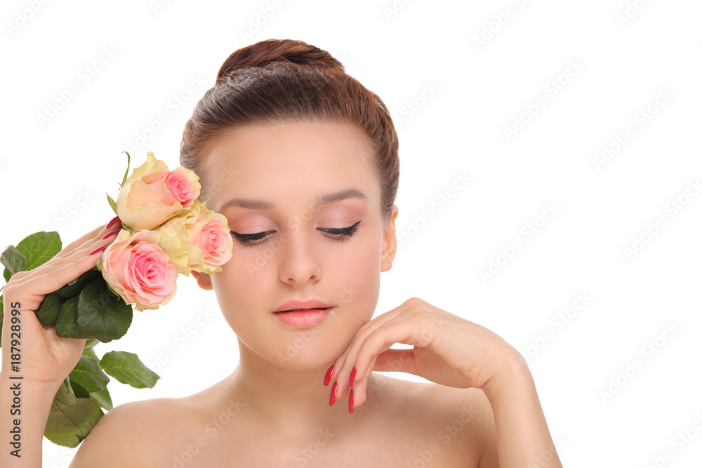 young beautiful woman with a rose young beautiful woman with a rose