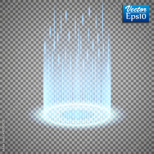 
Magic portal of fantasy. Futuristic teleport. Light effect. Light rays of the night scene and sparks on a transparent background. Empty light effect of the podium. Disco club of the dance floor.
