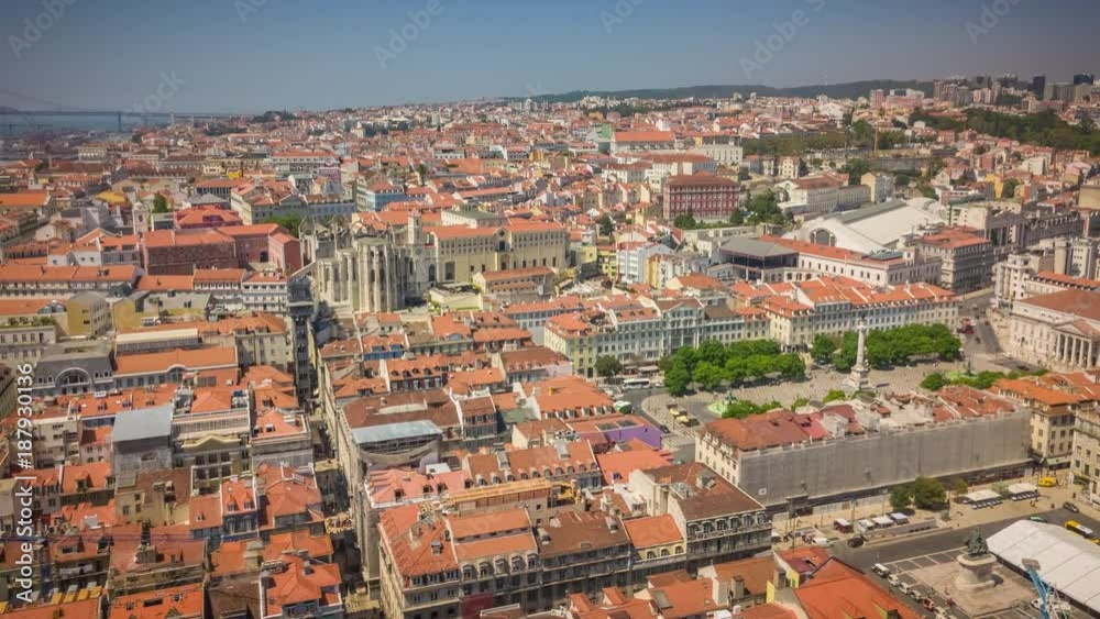 Lisbon Portugal aerial timelapse dronelapse city centre summer drone from above Lisbon Portugal aerial timelapse dronelapse city centre summer drone from above