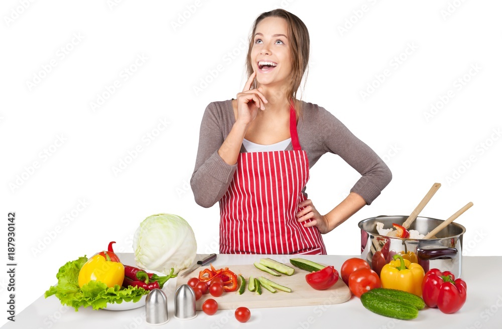 Portrait of a Woman Cooking Vegetables Portrait of a Woman Cooking Vegetables