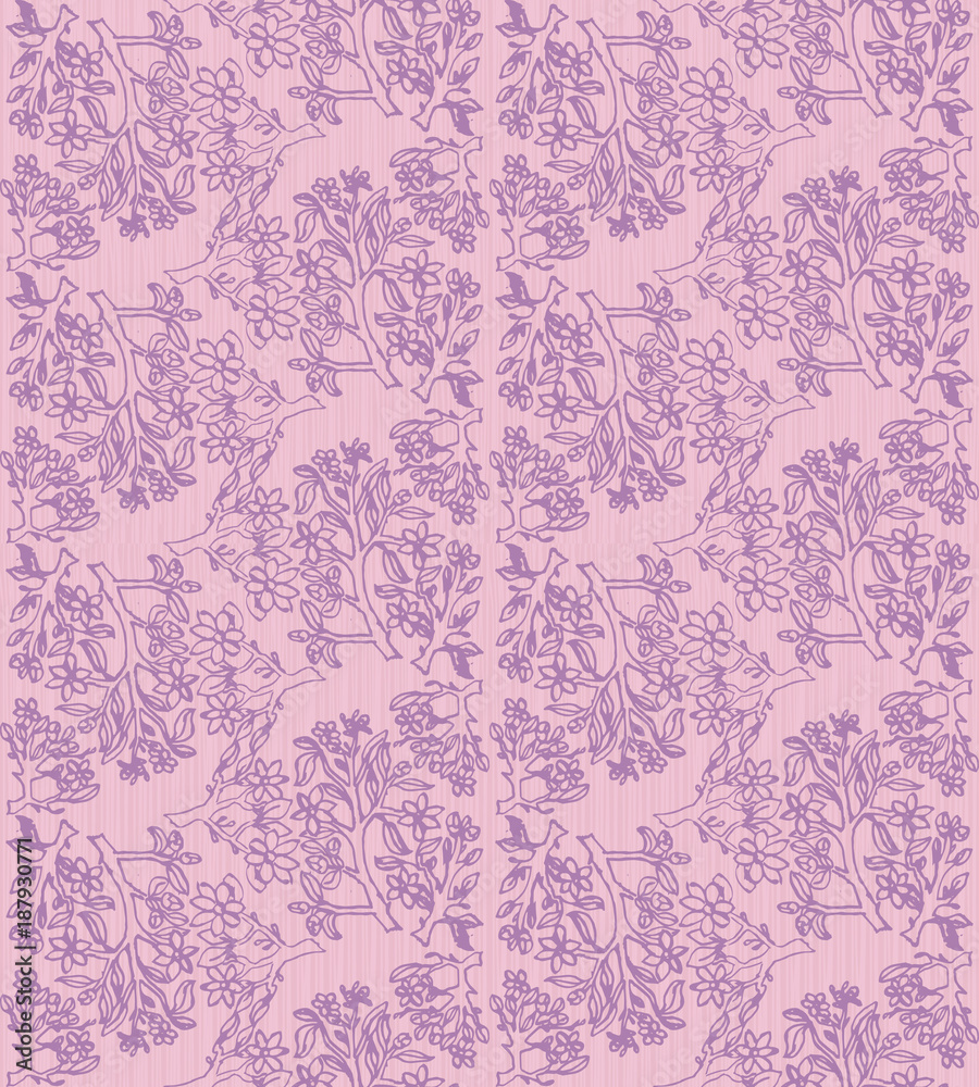 Hand drawing cherry blossoms. Seamless pattern. Spring. Cherry blossoms. Blooming cherry.