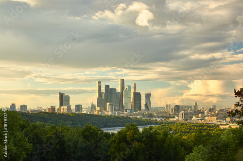 Cityscape of Moscow with skyscrapers