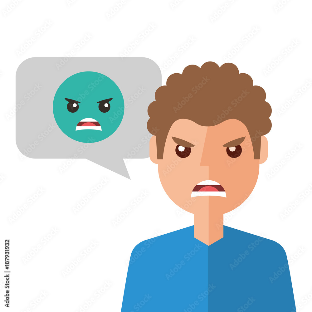 angry young man with emoticon avatar character angry young man with emoticon avatar character