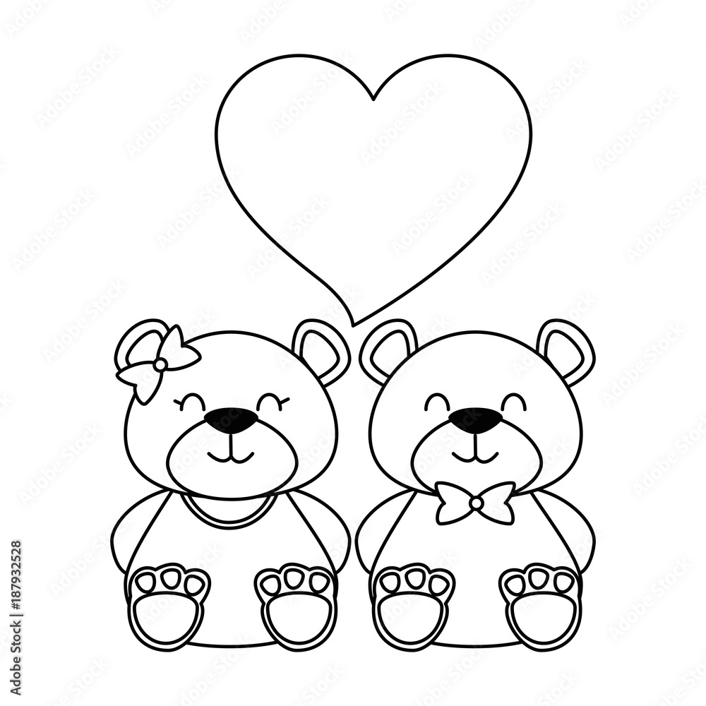 Obraz premium cute bears teddy couple