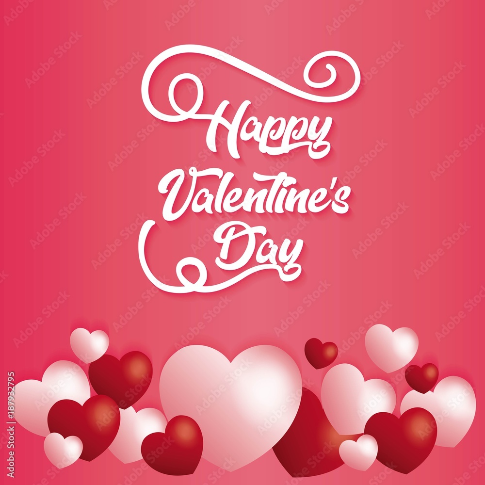 Happy Valentines Day typography on hearts decorated background 