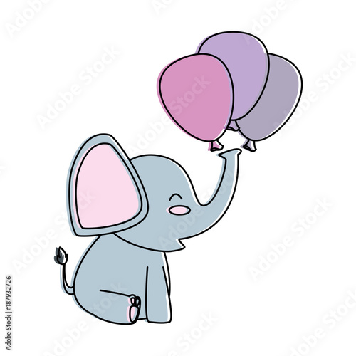 cute little elephant with balloons air