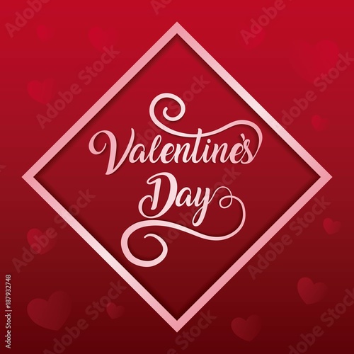 Happy Valentines Day typography on hearts decorated background 