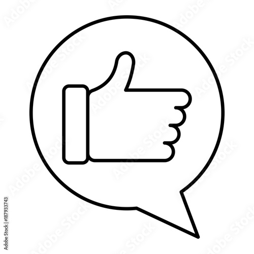 speech bubble with hand like vector illustration design