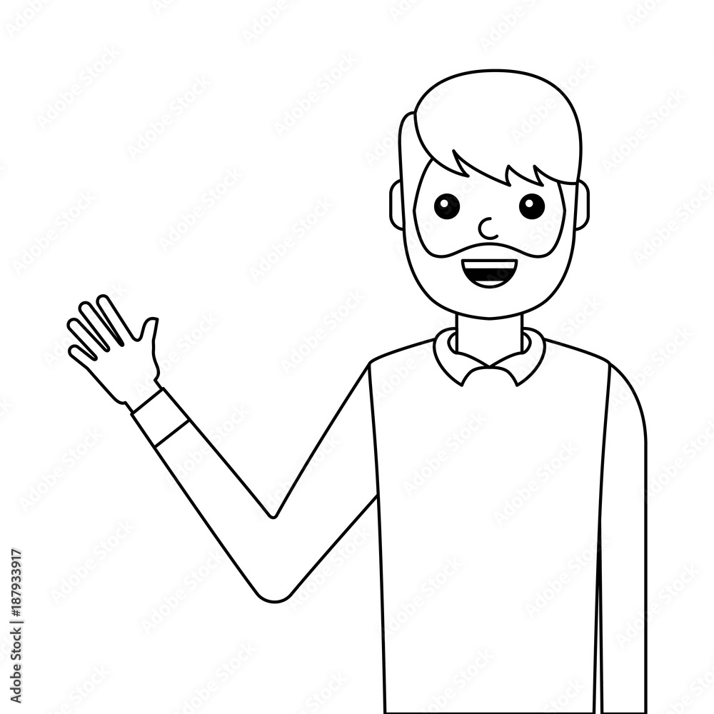 young man waving happy avatar character vector illustration design young man waving happy avatar character vector illustration design