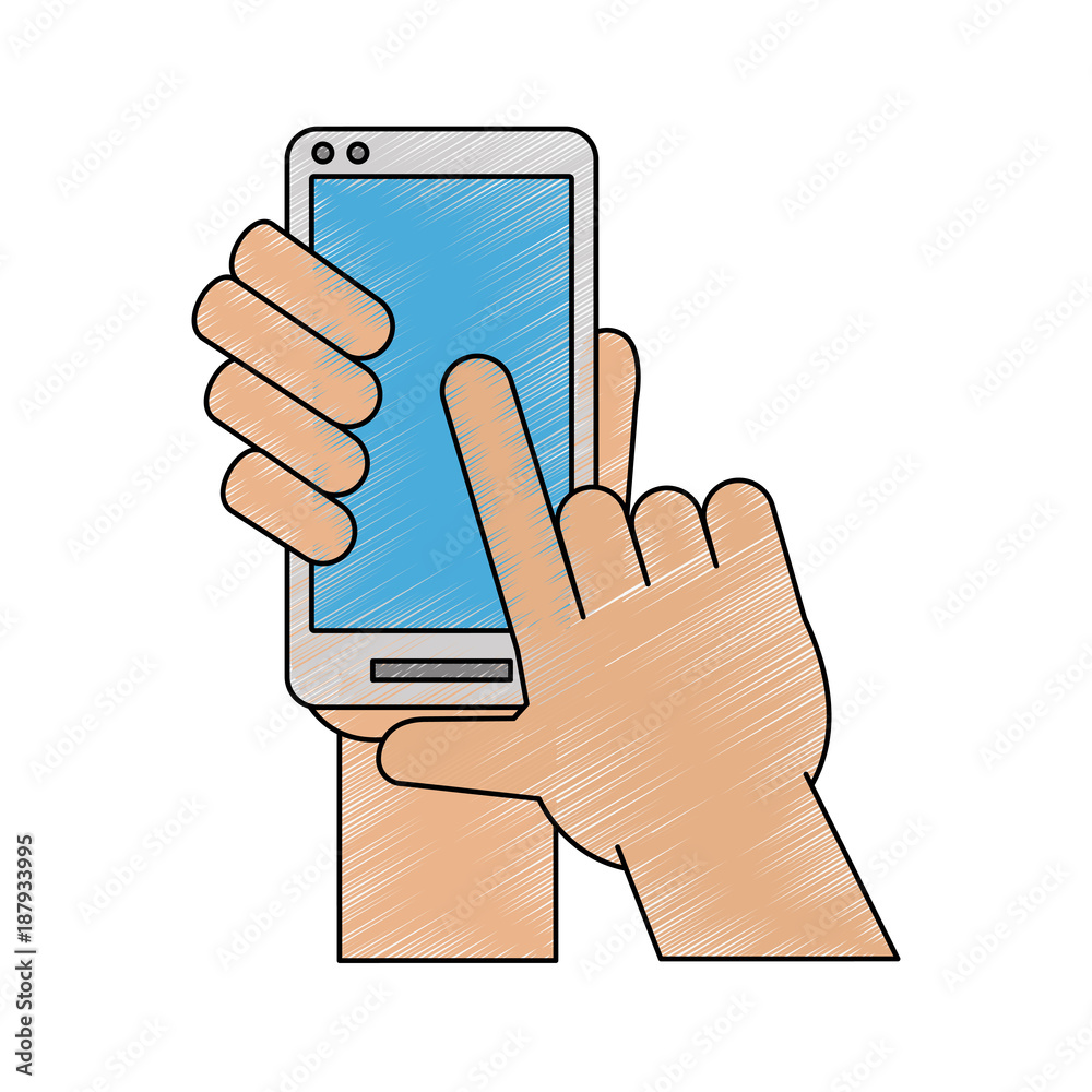 Hand with smartphone icon vector illustration graphic design