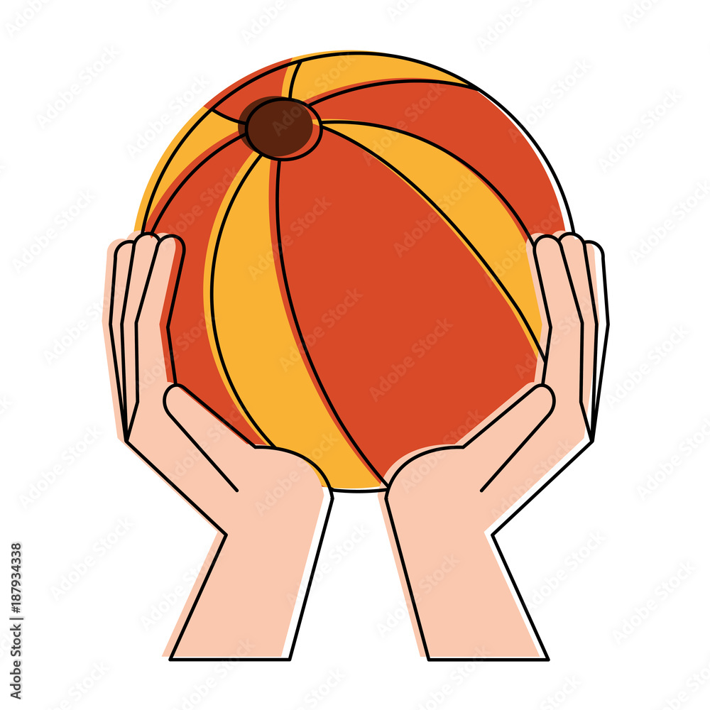 Hands holding beach ball icon vector illustration graphic design Stock ...