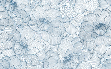 Wandcirkels Bloemen patronen Handgetekend dahliapatroon in pasteltinten  © KatyArtDesign