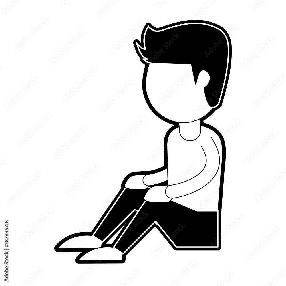 Man seated cartoon icon vector illustration graphic design