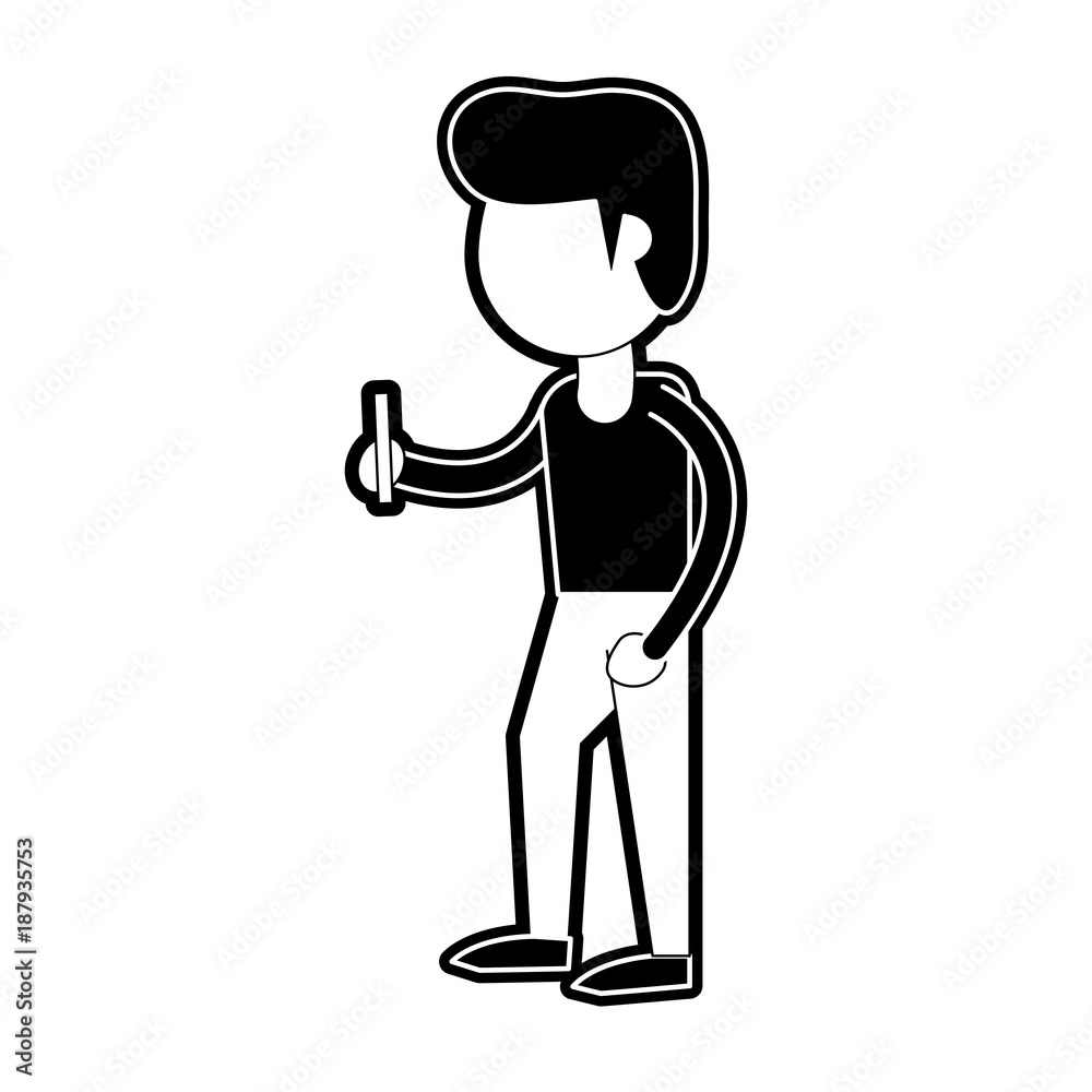 Man with smartphone cartoon icon vector illustration graphic design Man with smartphone cartoon icon vector illustration graphic design