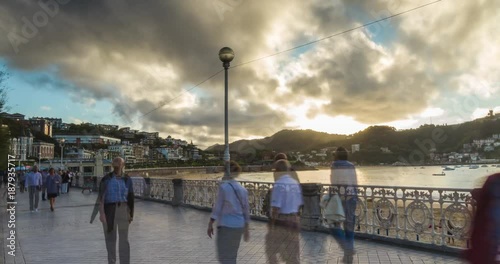 Sunset in San Sebastián, La Concha Beach, Spain
