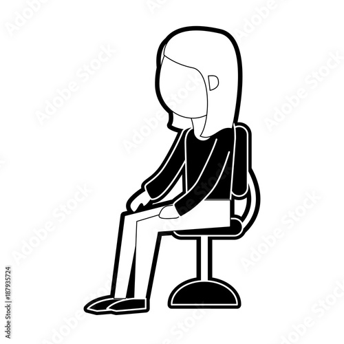 Woman seated on chair cartoon icon vector illustration graphic design